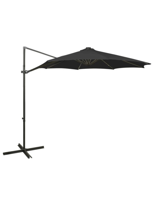 Saulessargs ar kātu un led gaismām, 300 cm, melns