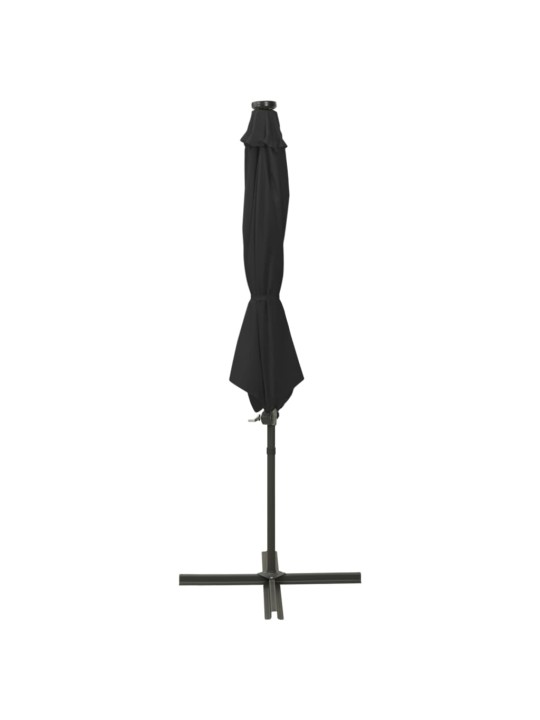 Saulessargs ar kātu un led gaismām, 300 cm, melns