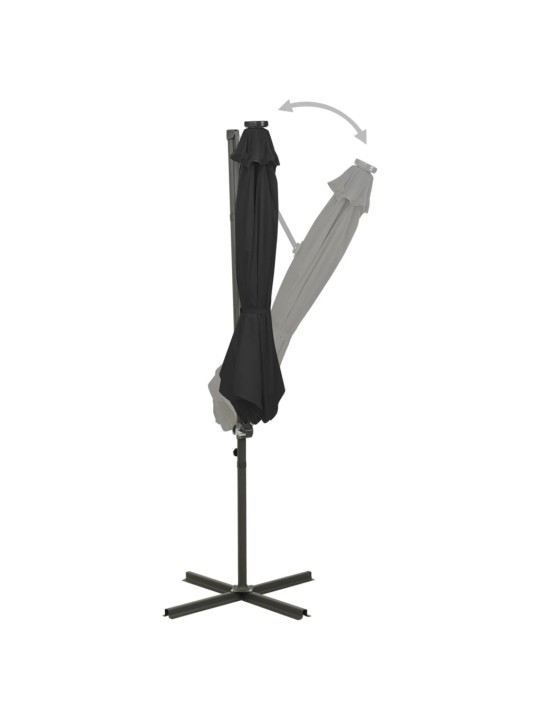 Saulessargs ar kātu un led gaismām, 300 cm, melns