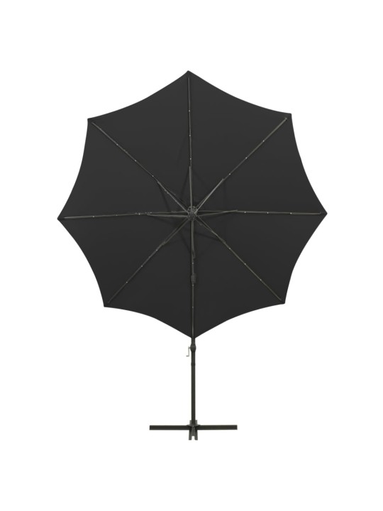 Saulessargs ar kātu un led gaismām, 300 cm, melns