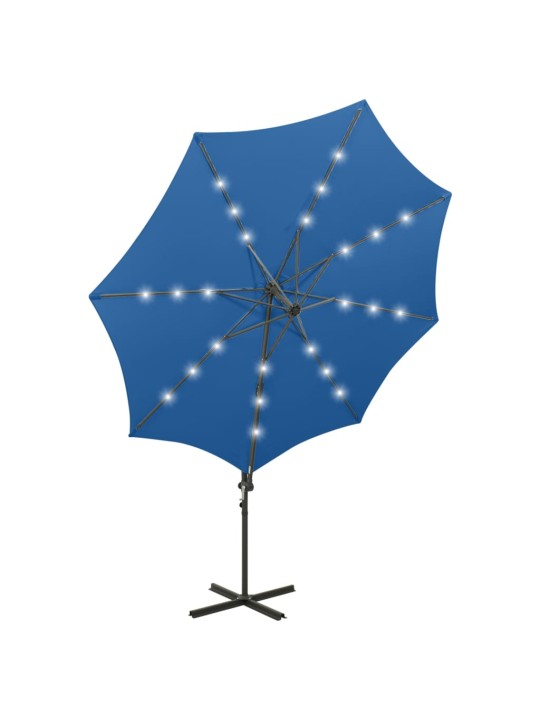 Saulessargs ar kātu un led gaismām, 300 cm, debeszils