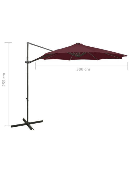 Saulessargs ar kātu un led gaismām, 300 cm, vīnsarkans