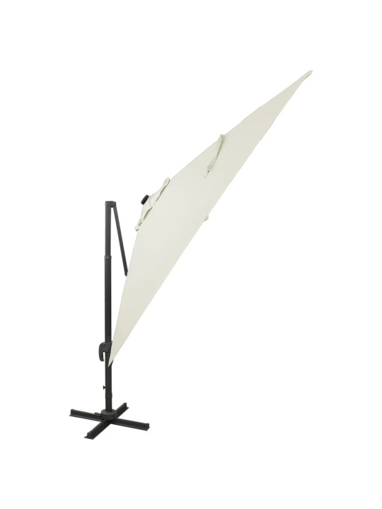 Saulessargs ar kātu un led gaismām, 300 cm, smilšu krāsā