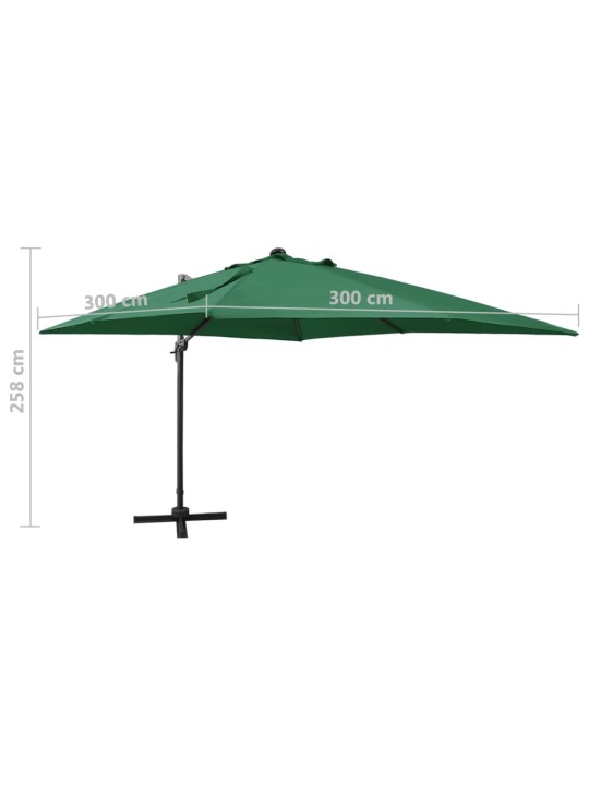 Saulessargs ar kātu un led gaismām, 300 cm, zaļš