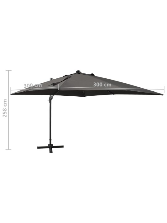 Saulessargs ar kātu un led gaismām, 300 cm, antracītpelēks