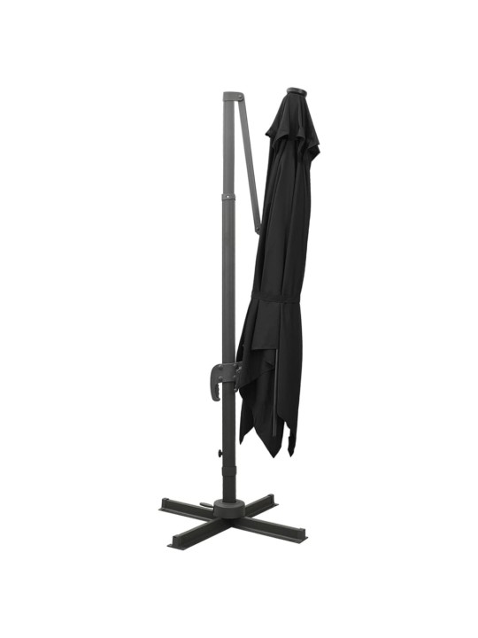 Saulessargs ar kātu un led gaismām, 300 cm, melns