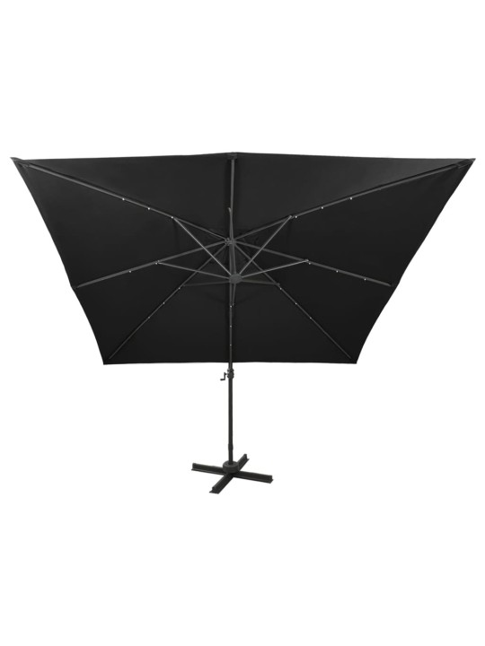 Saulessargs ar kātu un led gaismām, 300 cm, melns