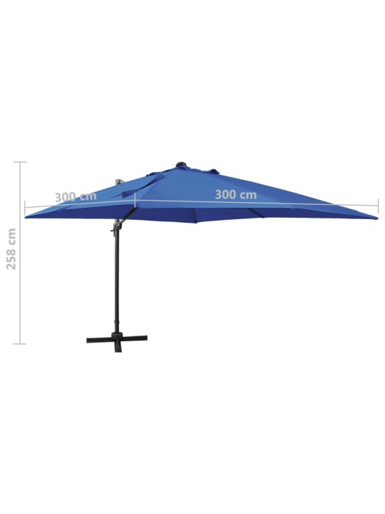 Saulessargs ar kātu un led gaismām, 300 cm, debeszils