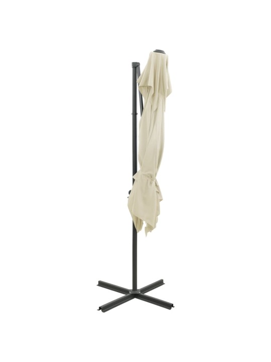 Dārza saulessargs ar divkāršu jumtu, 250x250 cm, smilšu krāsas
