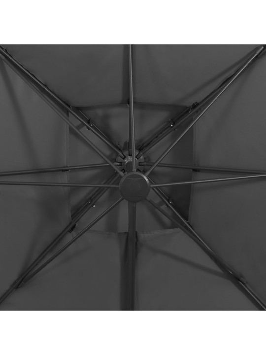 Dārza saulessargs ar divkāršu jumtu, 300x300 cm, antracītpelēks
