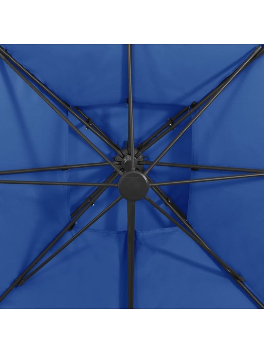 Dārza saulessargs ar divkāršu jumtu, 300x300 cm, debeszils