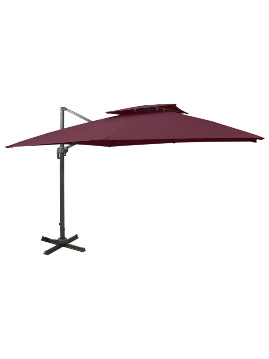 Dārza saulessargs ar divkāršu jumtu, 300x300 cm, bordo sarkans