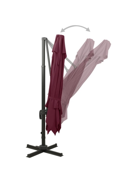 Dārza saulessargs ar divkāršu jumtu, 300x300 cm, bordo sarkans