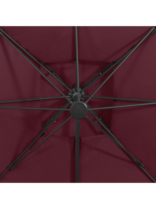 Dārza saulessargs ar divkāršu jumtu, 300x300 cm, bordo sarkans