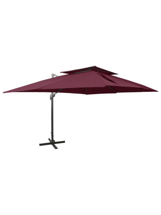Dārza saulessargs ar divkāršu jumtu, 400x300 cm, bordo sarkans