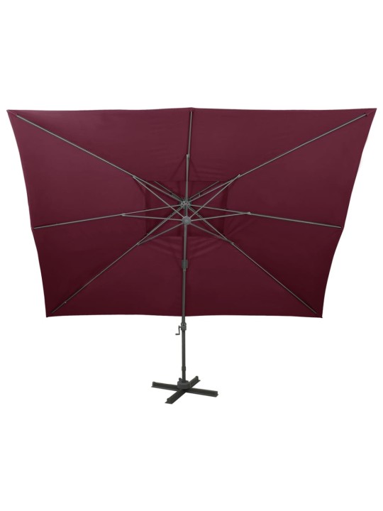 Dārza saulessargs ar divkāršu jumtu, 400x300 cm, bordo sarkans