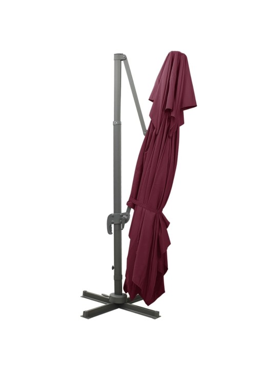 Dārza saulessargs ar divkāršu jumtu, 400x300 cm, bordo sarkans