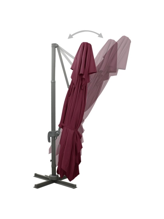 Dārza saulessargs ar divkāršu jumtu, 400x300 cm, bordo sarkans
