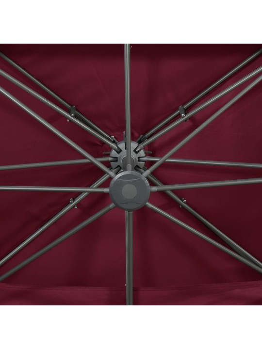 Dārza saulessargs ar divkāršu jumtu, 400x300 cm, bordo sarkans