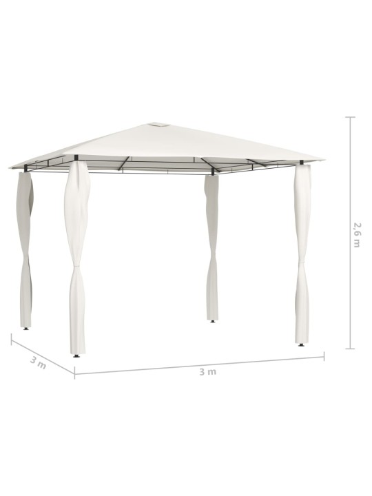 Dārza nojume ar stabu pārsegiem, 3x3x2,6 m, krēmkrāsas, 160g/m²