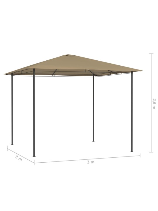 Dārza nojume, 3x3x2,6 m, pelēkbrūna, 160 g/m²