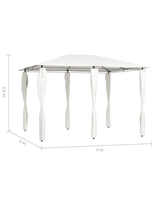 Dārza nojume ar stabu pārsegiem, 3x4x2,6 m, krēmkrāsas, 160g/m²