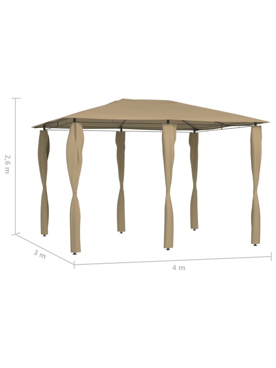 Dārza nojume ar stabu pārsegiem, 3x4x2,6 m, pelēkbrūna, 160g/m²
