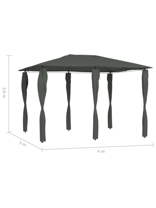 Dārza nojume ar stabu pārsegiem, 3x4x2,6 m, antracīta, 160 g/m²