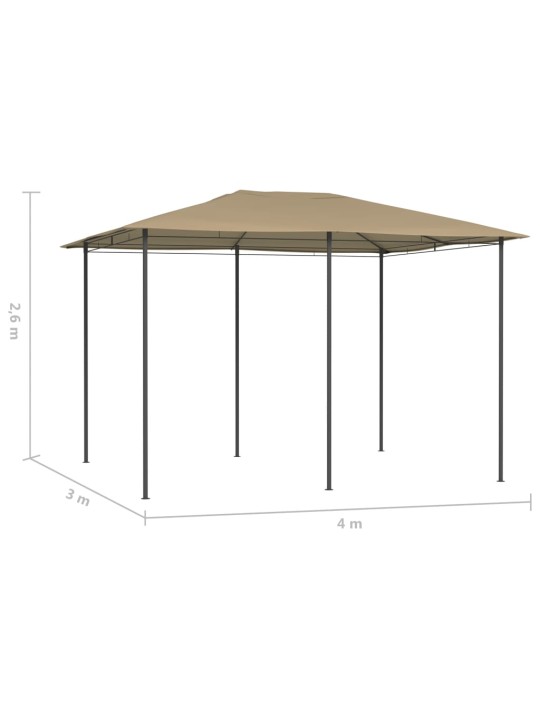 Dārza nojume, 3x4x2,6 m, pelēkbrūna, 160 g/m²