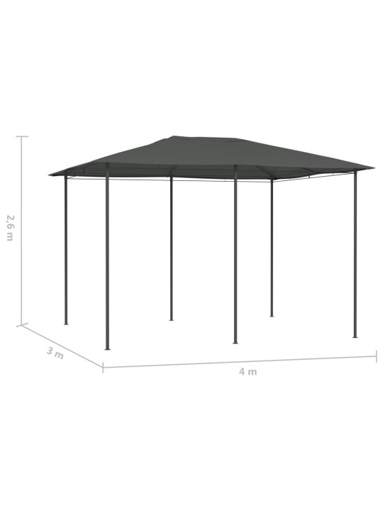 Dārza nojume, 3x4x2,6 m, antracītpelēka, 160 g/m²