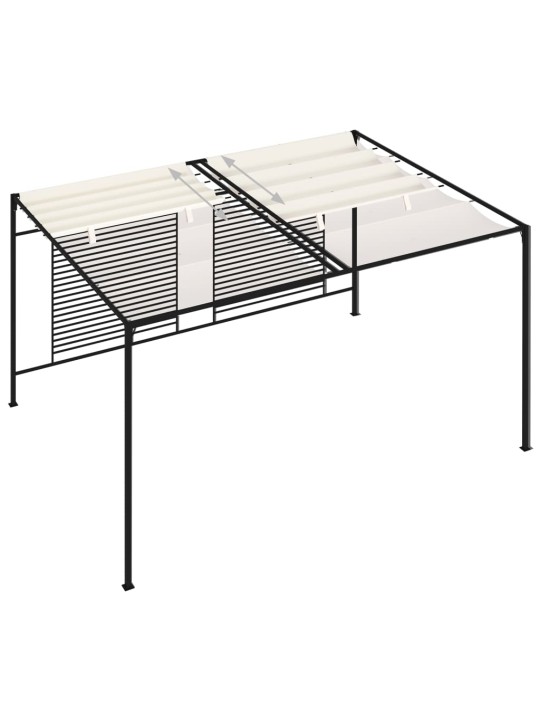 Dārza nojume ar izvelkamu jumtu, 3x4x2,3m, krēmkrāsas, 180 g/m²
