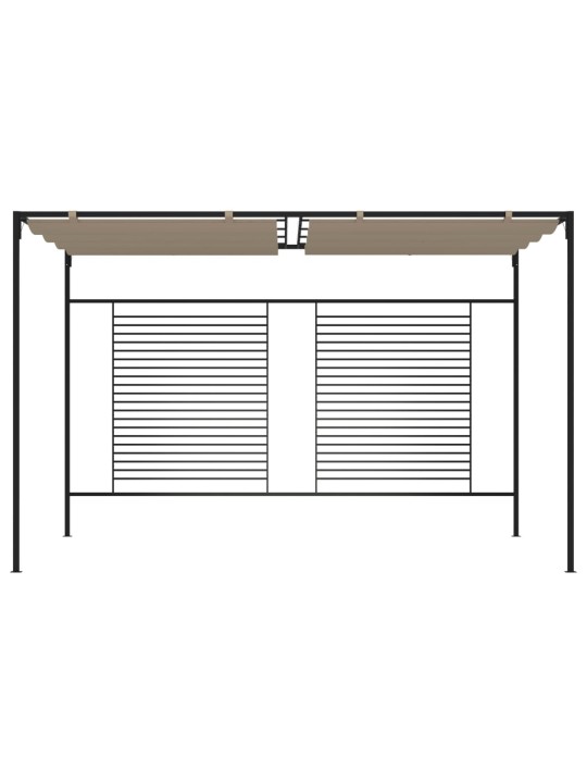 Dārza nojume ar izvelkamu jumtu, 3x4x2,3 m, brūna, 180 g/m²
