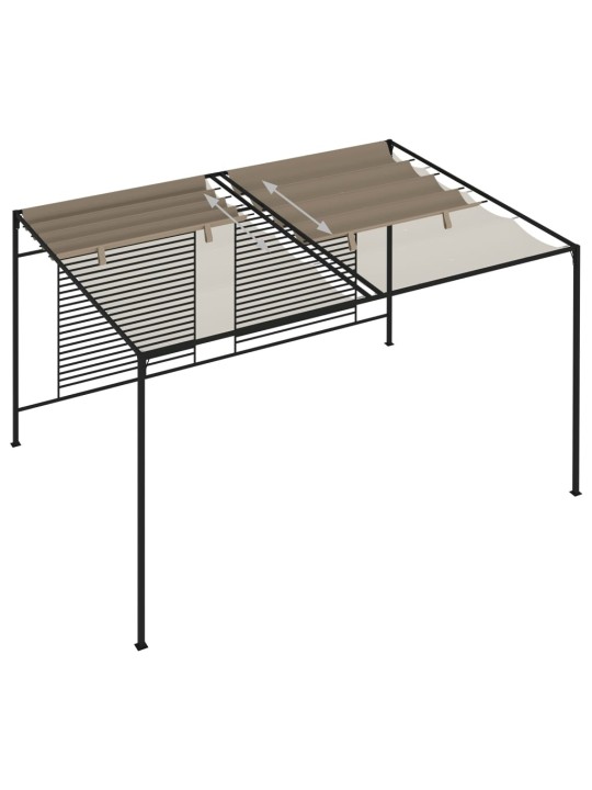 Dārza nojume ar izvelkamu jumtu, 3x4x2,3 m, brūna, 180 g/m²