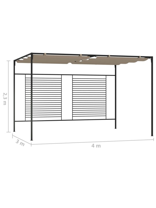 Dārza nojume ar izvelkamu jumtu, 3x4x2,3 m, brūna, 180 g/m²