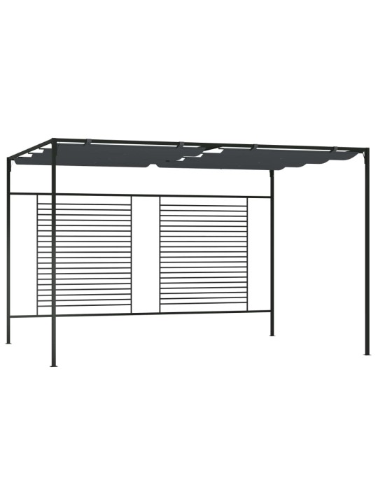 Dārza nojume ar izvelkamu jumtu, 4x3x2,3m, pelēka, 180 g/m²