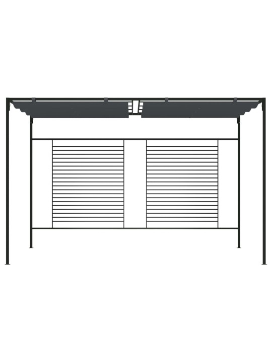 Dārza nojume ar izvelkamu jumtu, 4x3x2,3m, pelēka, 180 g/m²