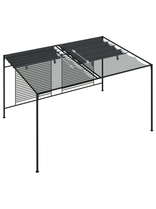 Dārza nojume ar izvelkamu jumtu, 4x3x2,3m, pelēka, 180 g/m²