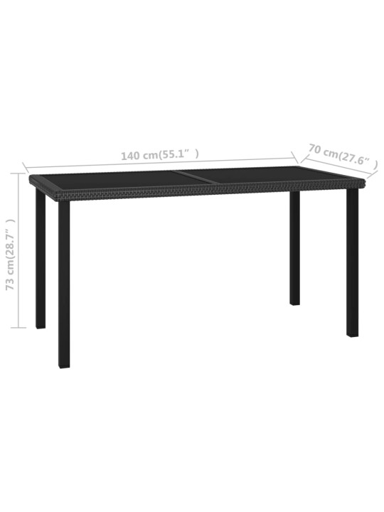 Dārza galds, 140x70x73 cm, melna pe rotangpalma