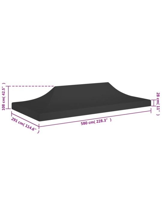Dārza nojumes jumts, 6x3 m, melns, 270 g/m²