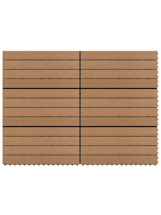 Terases flīzes, 6 gab., wpc, 60x30 cm, 1,08 m², brūnas