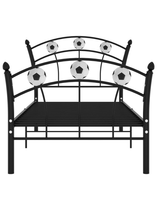 Gultas rāmis, futbola dizains, melns metāls, 90x200 cm