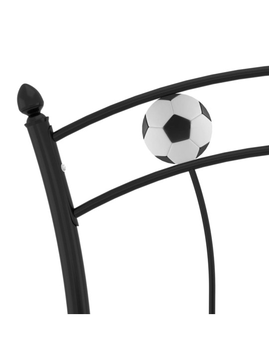Gultas rāmis, futbola dizains, melns metāls, 90x200 cm