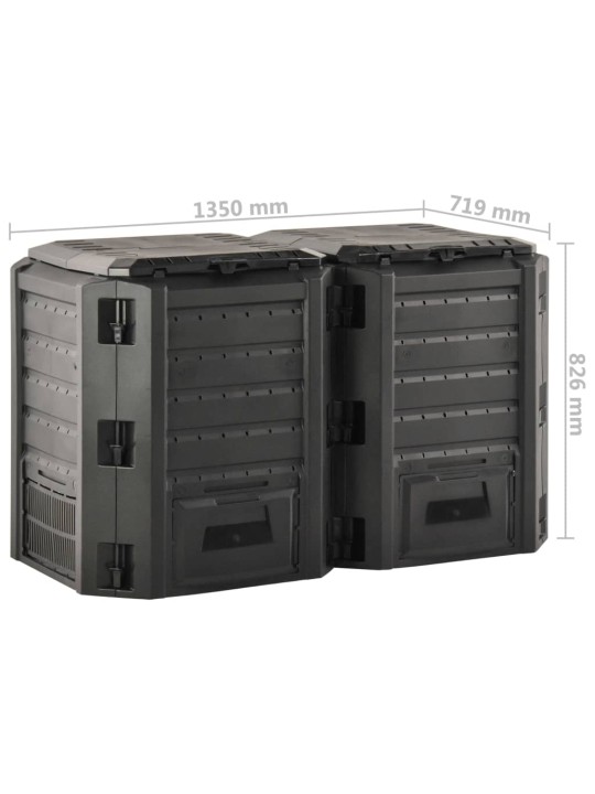 Dārza komposta tvertne, melna, 800 l