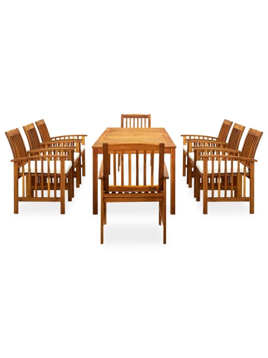 30580919 Piece Garden Dining Set with Cushions Solid Acacia Wood (45963+312128+2x312129)