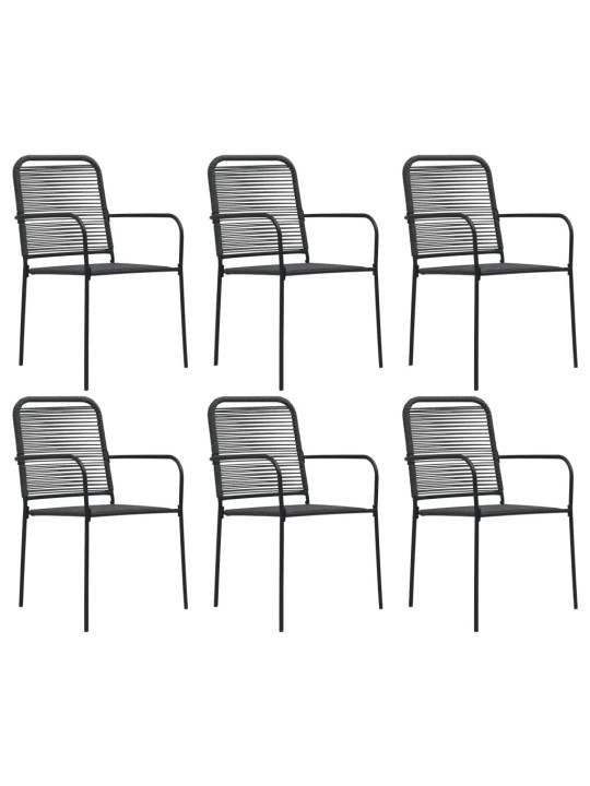7-daļīgs dārza mēbeļu komplekts, virves, tērauds, melns