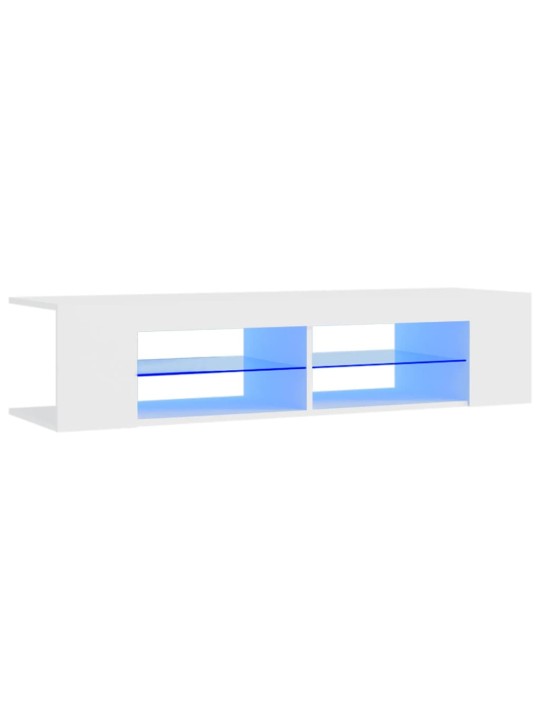 Tv plaukts ar led lampiņām, 135x39x30 cm, balts
