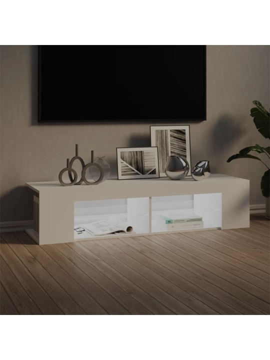 Tv plaukts ar led lampiņām, 135x39x30 cm, balts