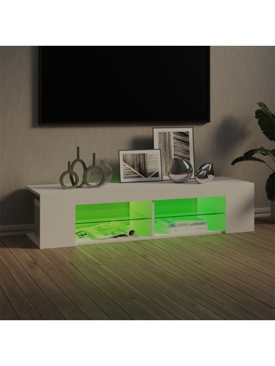 Tv plaukts ar led lampiņām, 135x39x30 cm, balts