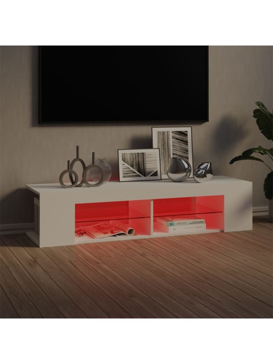 Tv plaukts ar led lampiņām, 135x39x30 cm, balts