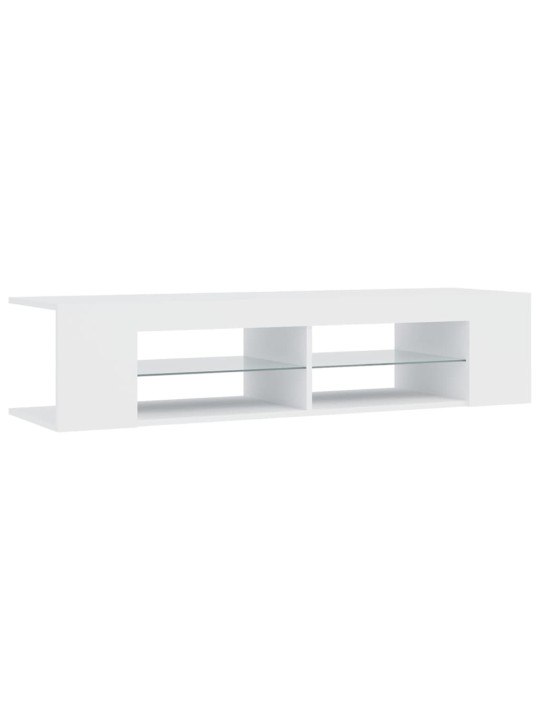 Tv plaukts ar led lampiņām, 135x39x30 cm, balts